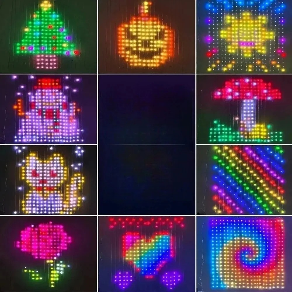 Home Decor Free App - LEDピクセルカーテンライト、Bluetoothアプリで制御可能、RGB、DIY、クリスマスツリー、窓の装飾、ホリデー、屋内、スマートホーム向け。