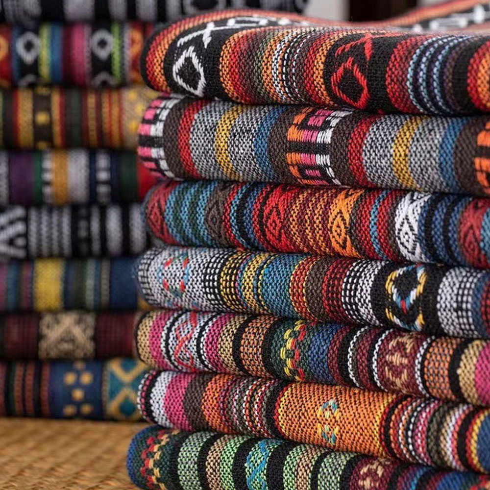 Linen Table Runner - エスニックスタイルのコットンリネン生地,テキスタイルパッチワーク,ソファカバー,枕テキスタイル,ホテルのバー,テーブルクロス,カーテンの装飾,縫製工芸品