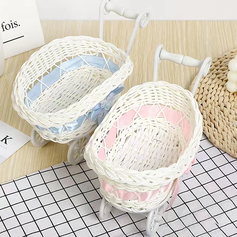 Rattan Plant Basket - ベビーカー用籐バスケット,織り装飾,キャンディーキューブ,おもちゃ収納,フルーツサービス,1個