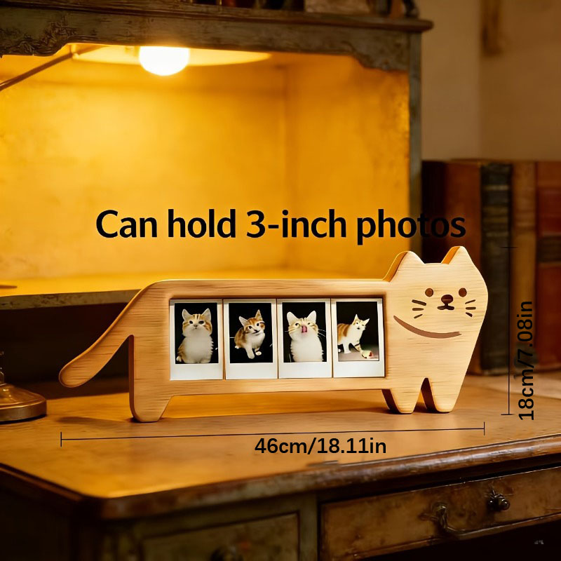 木製フォトフレーム、動物の形、複数枚写真用、猫の形、漫画風、 - Bamboo Photo Frame のレビューと価格