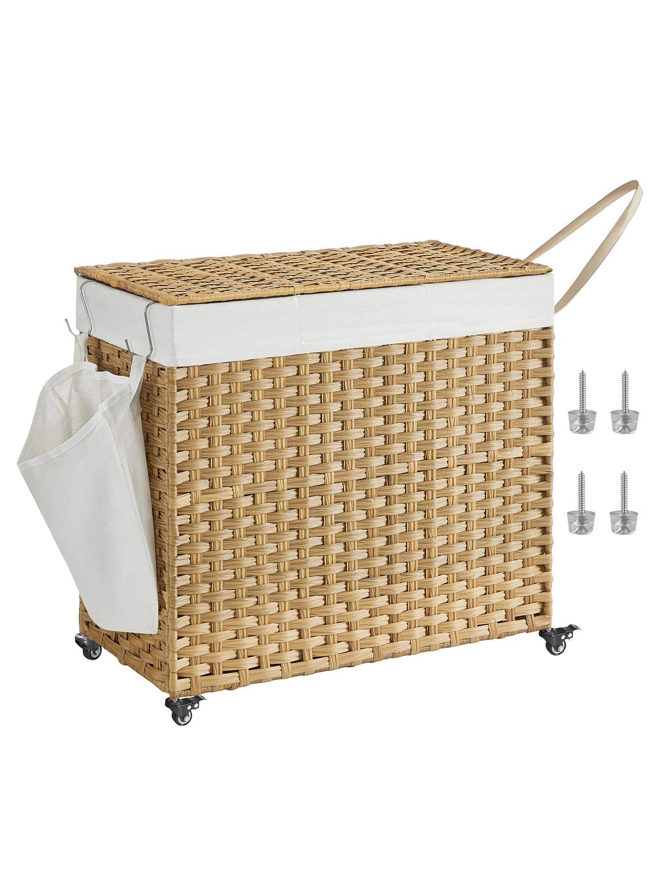 蓋付きランドリーバスケット、容量42.3ガロン（160リット - Rattan Plant Basket のレビューと価格