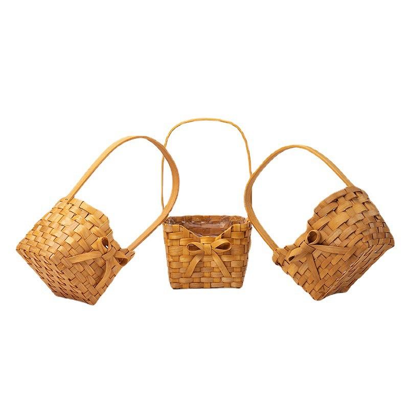 新しい柳籐花嫁フラワーバスケットピクニックコンテナ手編みフラ - Rattan Plant Basket のレビューと価格